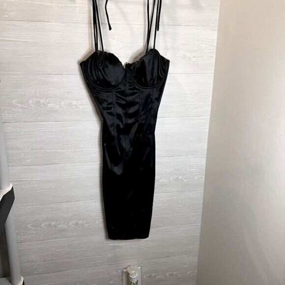 Womens Satin Sweetheart Neckline Wrap Bodycon Backless Corset Sexy Mini - Picture 3 of 8